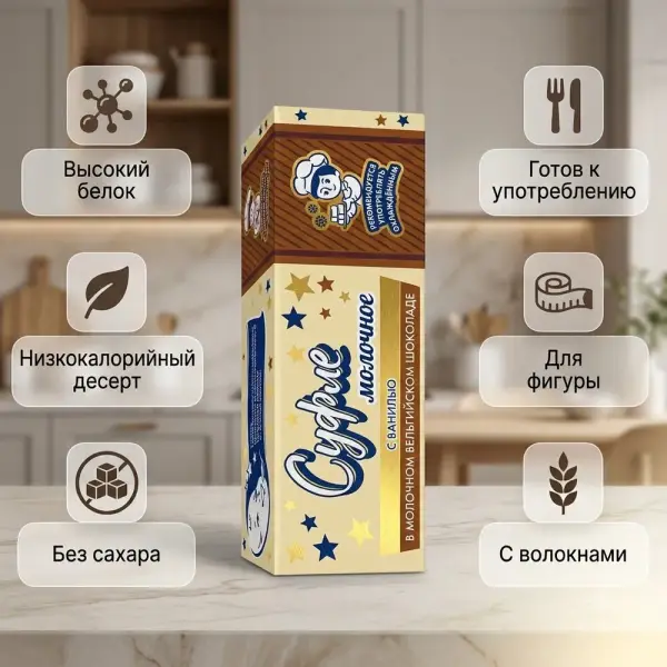 Пастуховъ Бельгия шоколадындағы ваниль қосылған сүтті суфле СУФЛЁНОК 20гр.