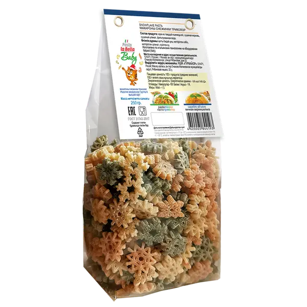 Pasta la Bella Baby Снежинки триколор 250 гр.