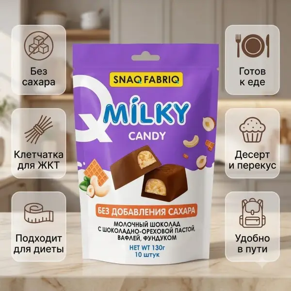SNAQ FABRIQ Шоколадты-жаңғақты пастасы, вафли және фундук қосылған сүтті шоколад 130 гр
