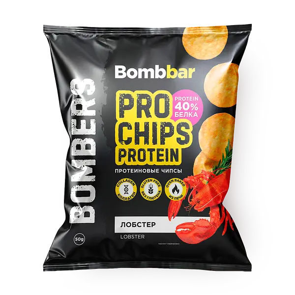 BOMBBAR Чипсы цельнозерновые со вкусом "Лобстер" 50 гр.