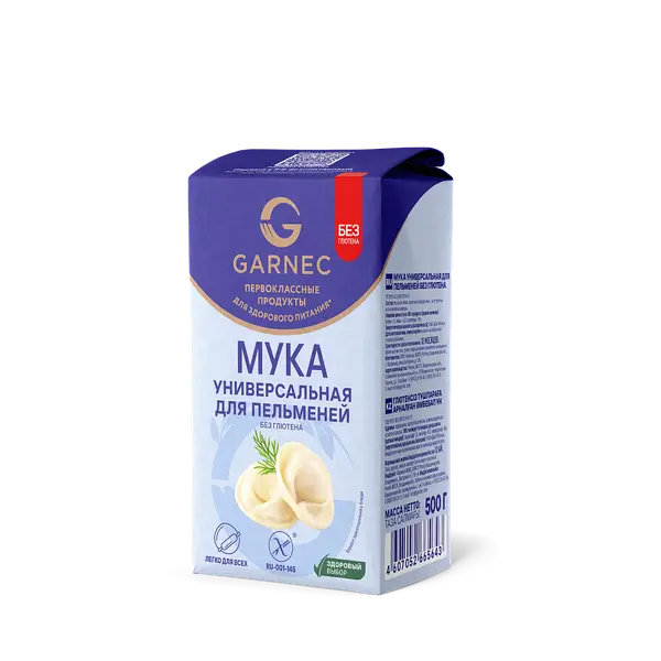 Мука Гарнец Универсальная для пельменей без глютена 500гр.
