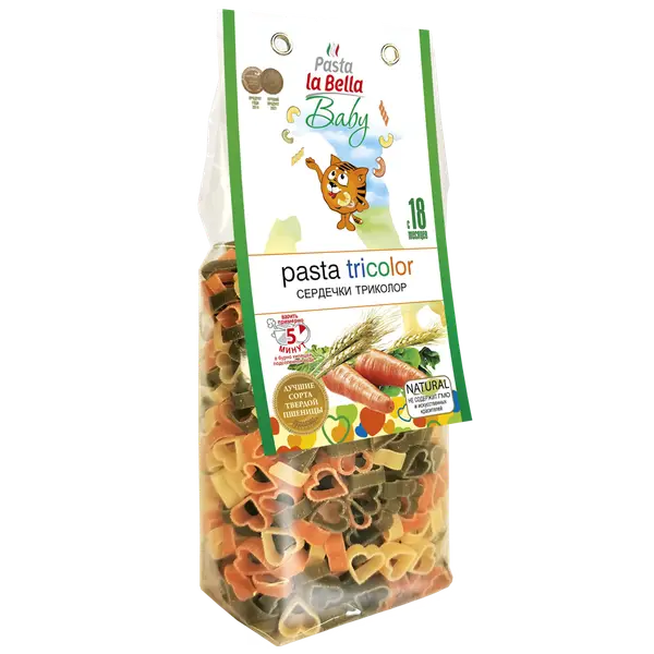 Pasta la Bella Baby Сердечки триколор 250 гр.