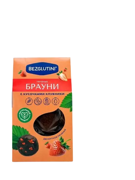 Bezglutini Печенье Брауни с кусочками клубники 96 гр.