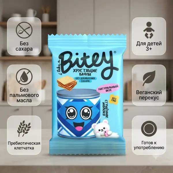 Bitey Қоюлатылған сүт дәмі бар вафли 35гр