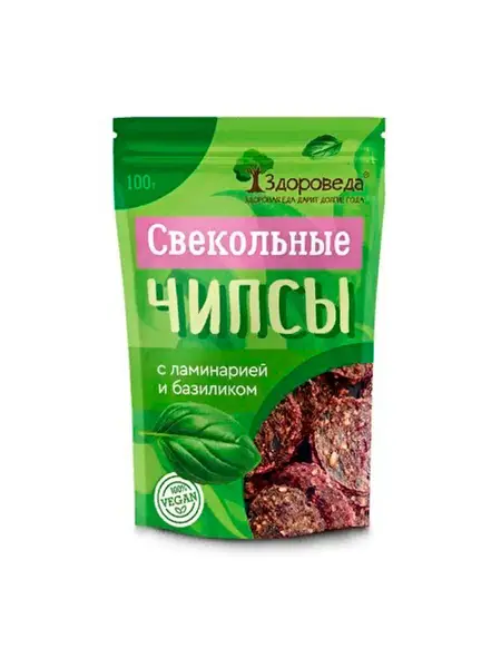 Свекольные чипсы с ламинарией и  базиликом "Здороведа" 100 гр