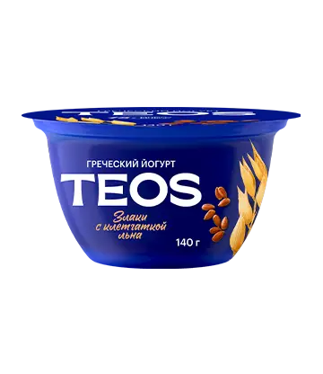 Савушкин өнімі Зығыр талшығы қосылған "Грек TEOS" жармалары қосылған йогурт 140 г жартылай фабрикаттар
