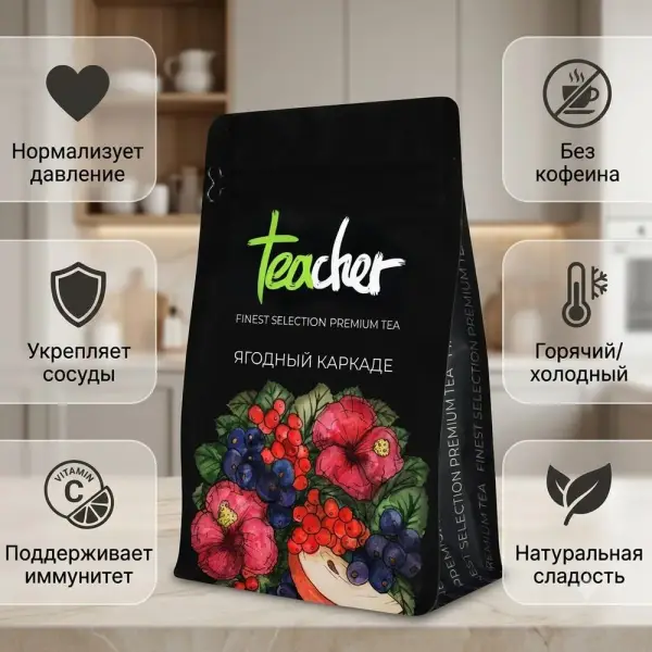 TEACHER Жеміс-жидекті каркаде шайы 50 гр.