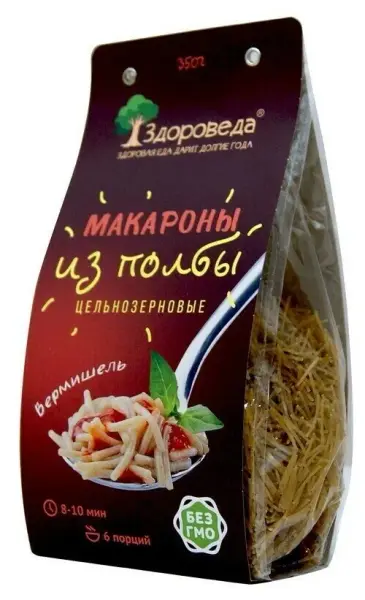 Макароны цельнозерновые из полбы Вермишель "Здороведа" 350 гр.