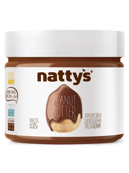 NATTYS Brownie Паста арахисовая с какао и мёдом 325 гр.
