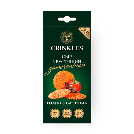 Crinkles Cheese Crisps хрустящий запечённый томат и базилик 40гр.