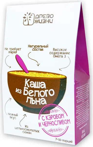 Древо Жизни КАША ИЗ БЕЛОГО ЛЬНА с черносливом и кэробом  250гр.