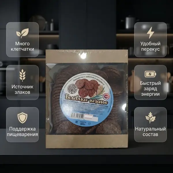 БП Шоколадтағы ауа күріші бар көп дәнді печенье 600 гр.