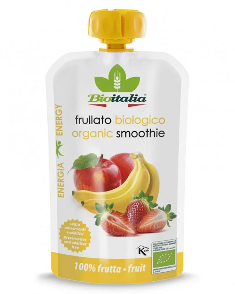 BIOITALIA Смузи из яблока, клубники и банана 120 г