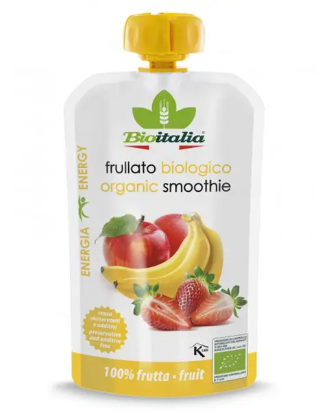 BIOITALIA Смузи из яблока, клубники и банана 120 г