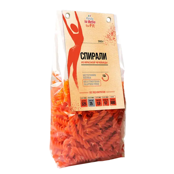 Pasta la Bella for Fit Спиральки из красной чечевицы без глютена 300 гр.