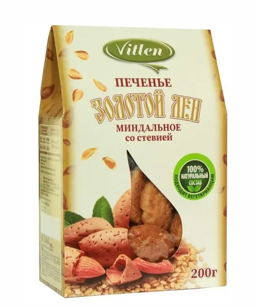 Vitlen Золотой Лён  Печенье миндальное на мальтите и стевии 200гр.