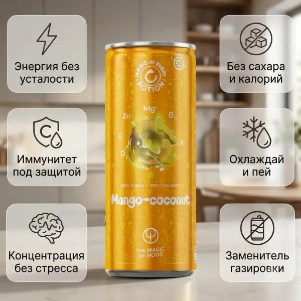 POTION Super Lemonade дәруменделген Манго-Кокос т/б 330 мл.