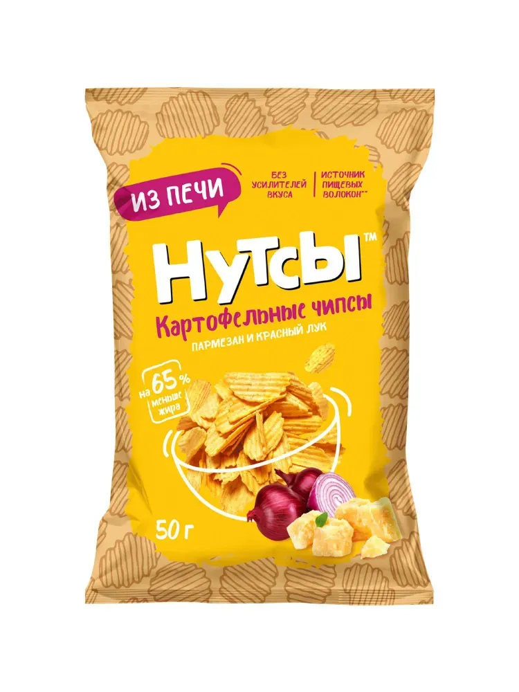 Don Shelldon Чипсы картофельные НУТСЫ со вкусом Пармезан и красный лук 50 гр.