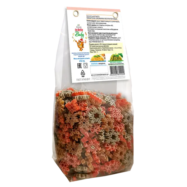 Pasta la Bella Baby Снежинки триколор без глютена 250 гр.