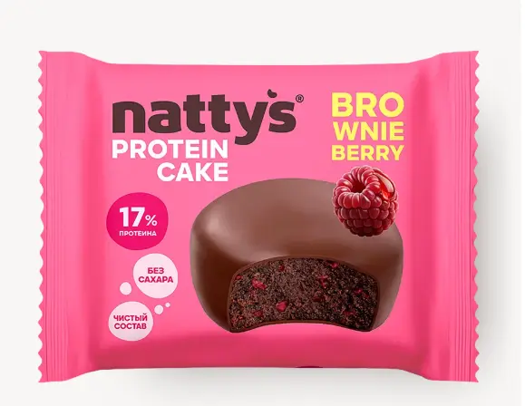 NATTYS&GO Pro Вerry Brownie cake "Брауни малиновый в молочном шоколаде" 50 гр.