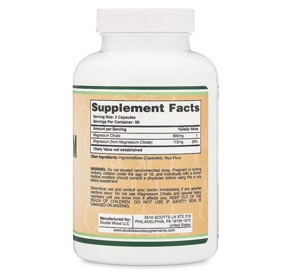 Double Wood Supplements Magnesium Citrate цитрат магния 180 капсул