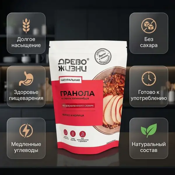 Древо Жизни ГРАНОЛА с яблоком и корицей 300 гр.