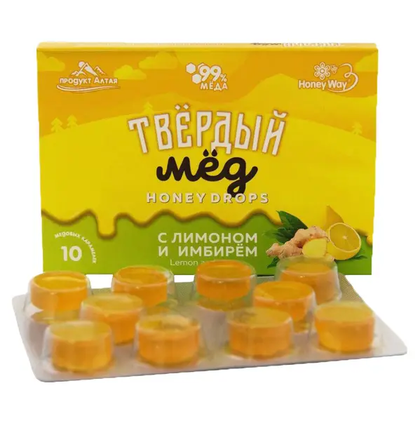 Твёрдый мёд БАД ЛИМОН ЖӘНЕ ІМБІР балды мұз кәмпиттер 36 гр.