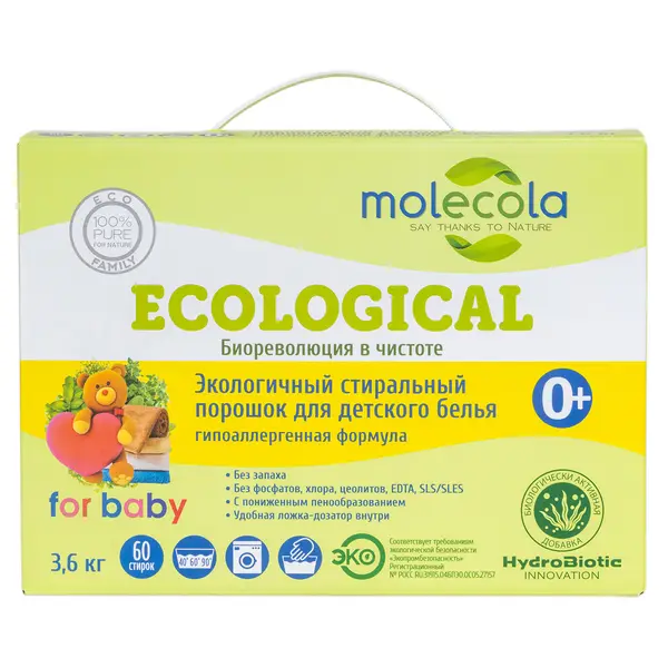 Molecola Стиральный порошок для стирки детского белья 3,6 кг.