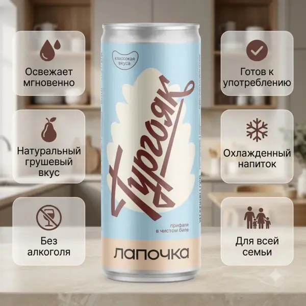 ЛАПОЧКА Тургояк орташа газдалған сусын 330 мл