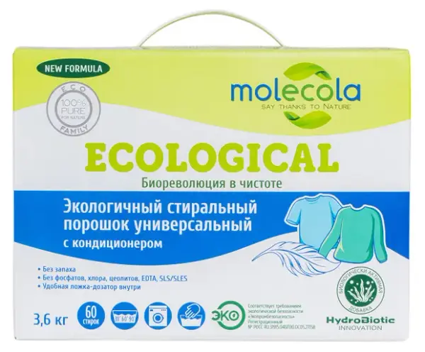 Molecola Стиральный порошок для стирки с кондиционером 3,6 кг.