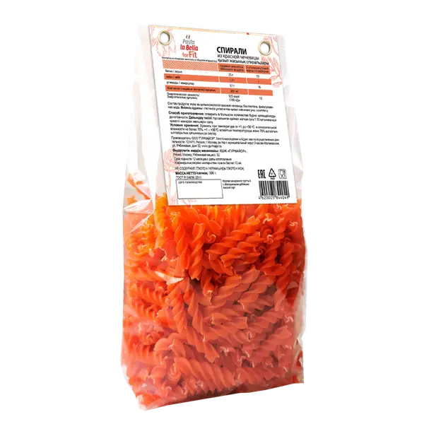 Pasta la Bella for Fit Спиральки из красной чечевицы без глютена 300 гр.