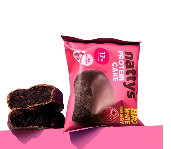 NATTYS&GO Pro Вerry Brownie cake "Брауни малиновый в молочном шоколаде" 50 гр.