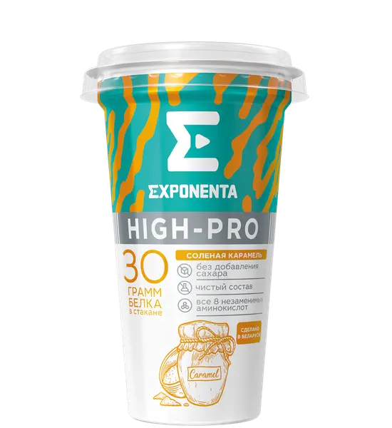 Exponenta Напиток кисломолочный ХАЙ-ПРО Соленая карамель 250 гр.