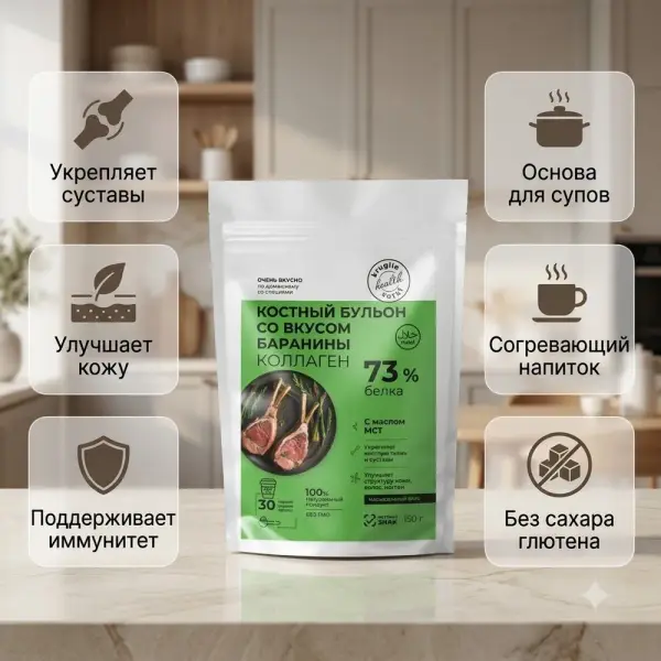КС Сүйек сорпасы Қой еті 150 гр.*16 дана.