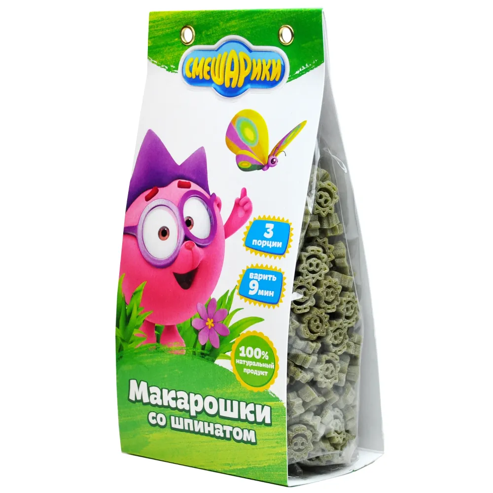 Смешарики Макарошки со шпинатом 250гр.