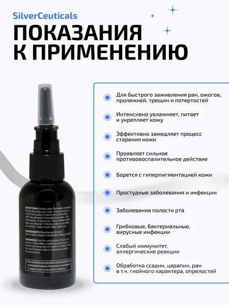 Silver Ceuticals Nano-silver spray Нано-Серебро спрей для носа 59 мл.
