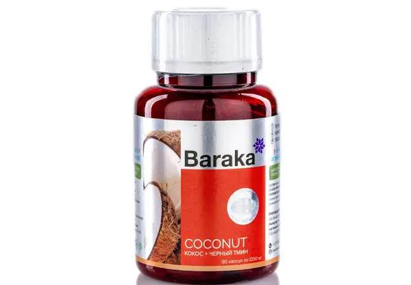 Baraka* "COCONUT"   (Масло кокоса + черный тмин) 90 капсул по 1250 мг.