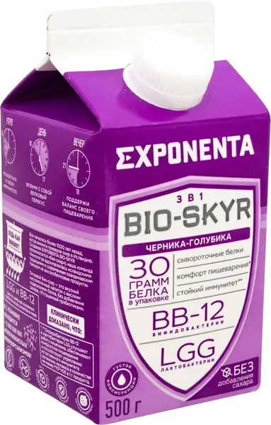 Exponenta Напиток кисломолочный БИО-СКИР Черника-голубика 500 гр.