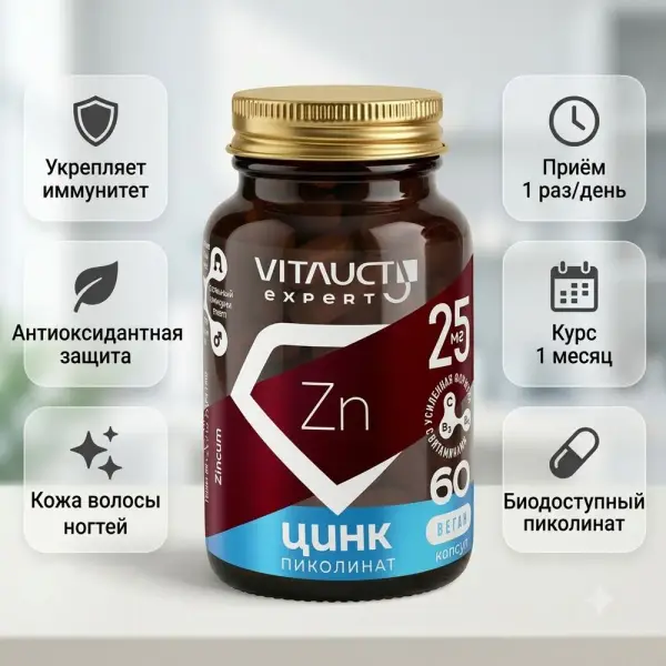 VITAUCT Мырыш пиколинаты 60 капсула.