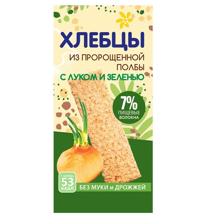Пияз және көк шөп қосылған өнген қатты бидайдан жасалған "Саттвик" нан-талқандары 100гр.