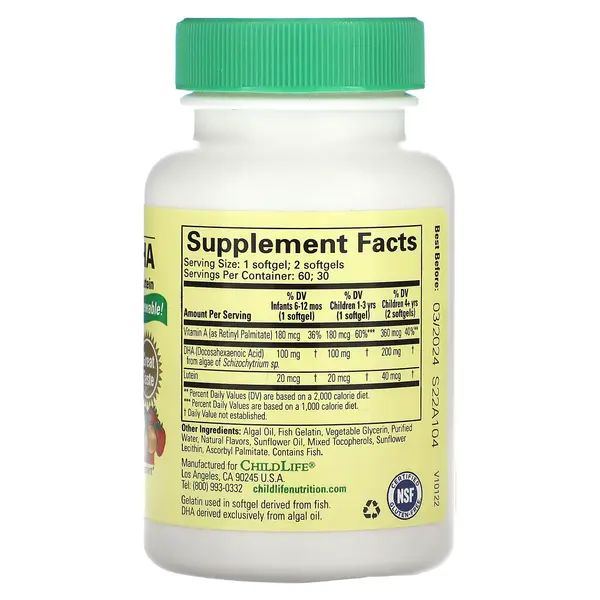 CHILD LIFE ДГК Algae DHA 60 softgels.
