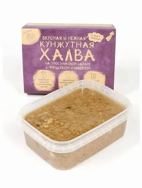 Сокровища Сезама Халва кунжутная на тростниковом сахаре с фундукои и изюмом 290 гр.