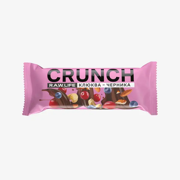 R.A.W. LIFE Ореховый батончик CRUNCH Choco Клюква-Черника 40 гр.