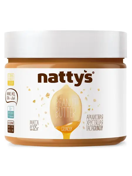 NATTYS Crunchy Паста арахисовая с кусочками арахиса и мёдом 325 гр.