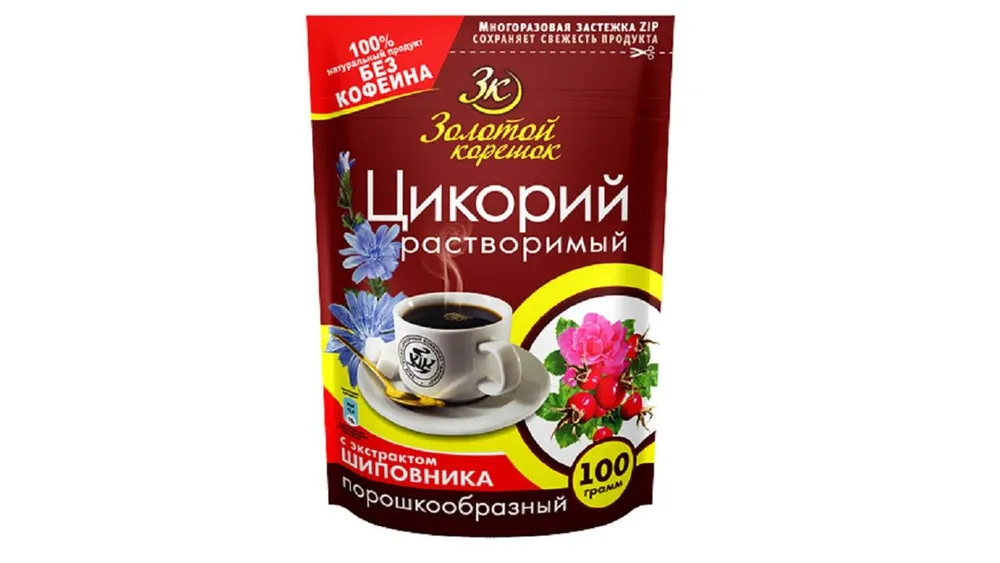 Золотой корешок Итмұрын қосылған цикорий ұнтақ күйінде zip пакет 100 гр.*12 дана.