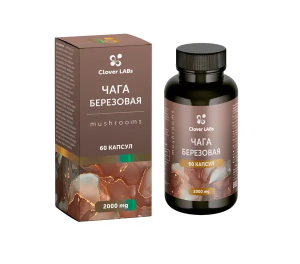 Clover Labs Чага берёзовая 60 капсул.