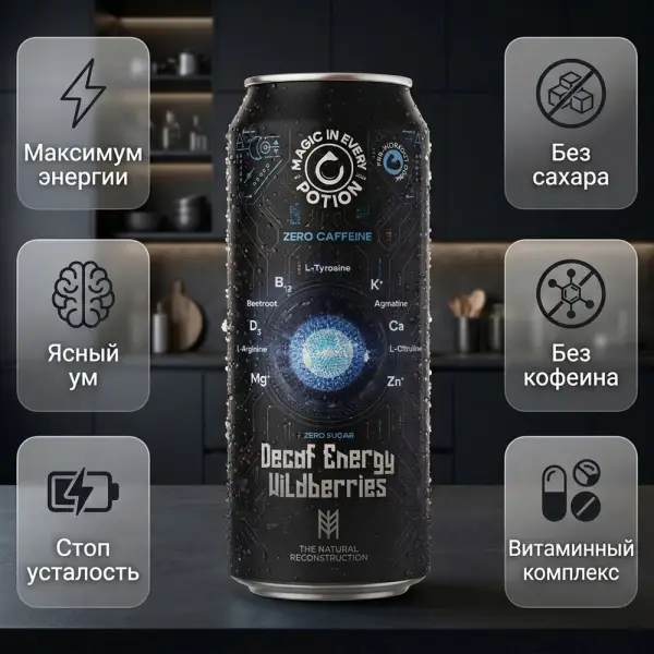 POTION Energy Кофеинсіз орман жидектері сусыны, т/б 450 мл.*12 дана.