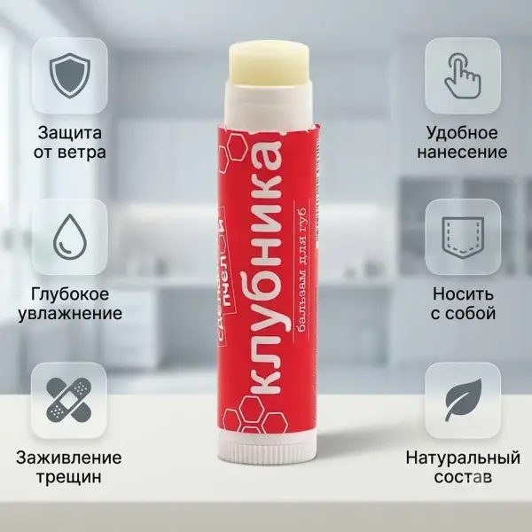 Levrana "Құлпынай" балауыз қосылған ерін бальзамы 4,25 гр.