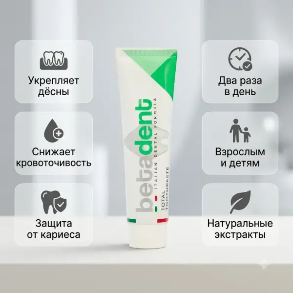 BETADENT Өсімдік сығындылары негізіндегі тіс пастасы, 100 мл.