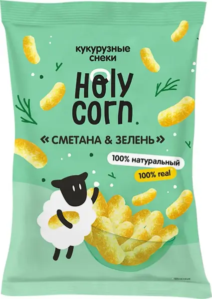 Holy Corn Кукурузные снеки "Сметана и зелень" 50 гр